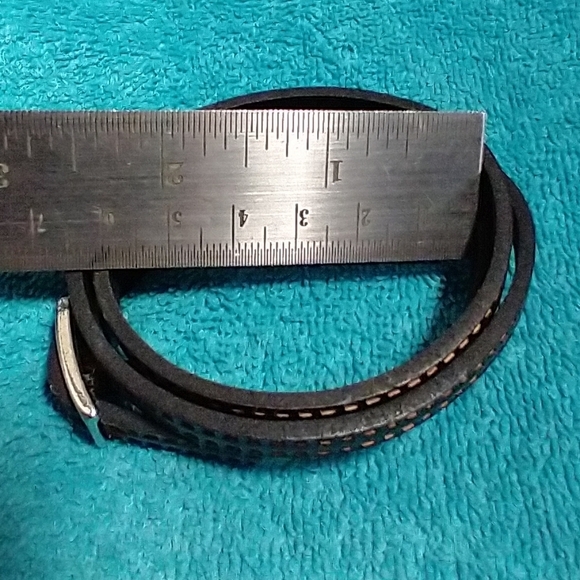 Brown Faux Leather Bracelet Three Layer - Picture 3 of 4